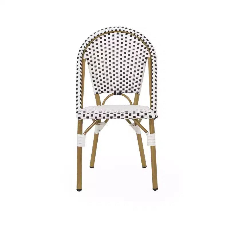 GDFStudio Brandy Chaises de bistro d'extérieur en osier tressé (Lot de 4)
