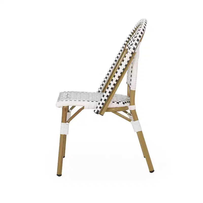 GDFStudio Brandy Chaises de bistro d'extérieur en osier tressé (Lot de 4)