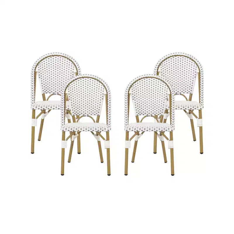 GDFStudio Brandy Chaises de bistro d'extérieur en osier tressé (Lot de 4)