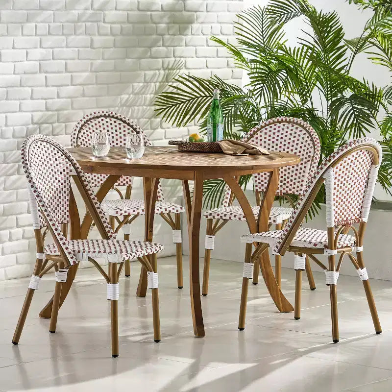 GDFStudio Brandy Chaises de bistro d'extérieur en osier tressé (Lot de 4)