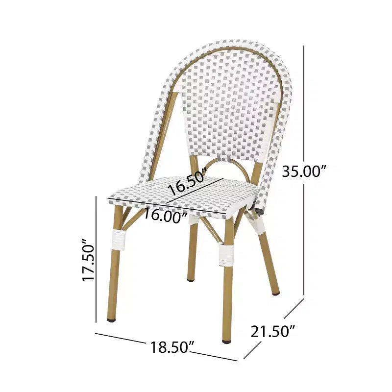 GDFStudio Brandy Chaises de bistro d'extérieur en osier tressé (Lot de 4)
