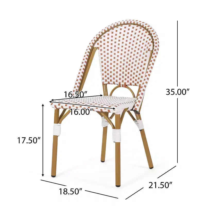 GDFStudio Brandy Chaises de bistro d'extérieur en osier tressé (Lot de 4)