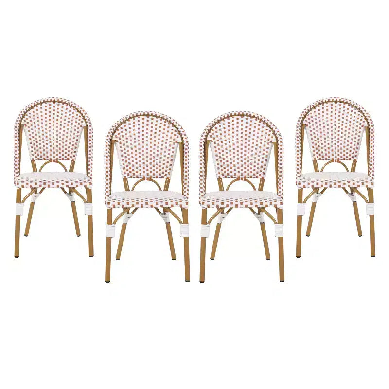 GDFStudio Brandy Chaises de bistro d'extérieur en osier tressé (Lot de 4)