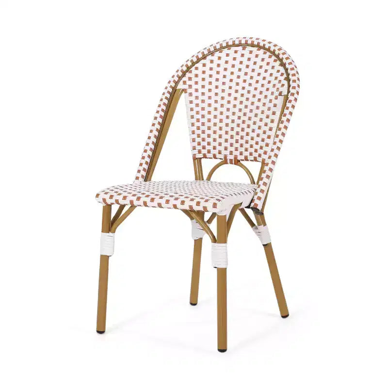 GDFStudio Brandy Chaises de bistro d'extérieur en osier tressé (Lot de 4)