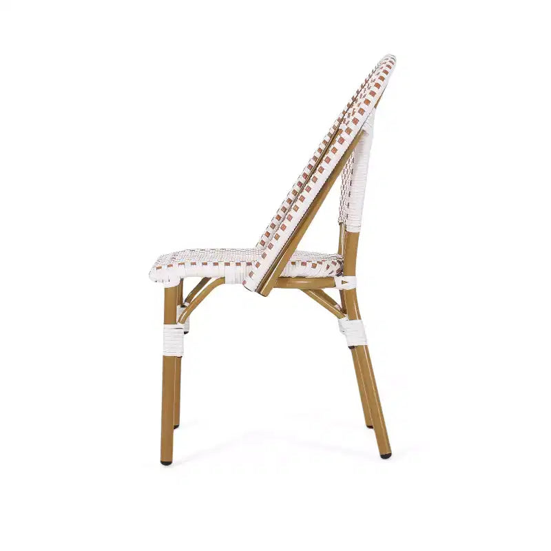 GDFStudio Brandy Chaises de bistro d'extérieur en osier tressé (Lot de 4)