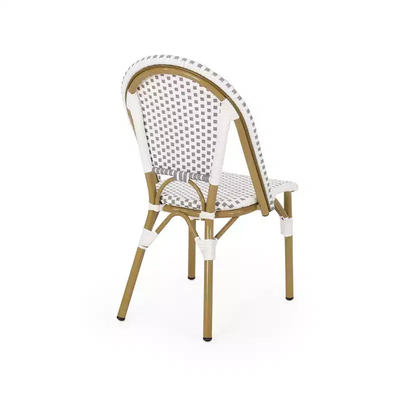 GDFStudio Brandy Chaises de bistro d'extérieur en osier tressé (Lot de 4)