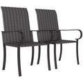 Outsunny Outdoor Wicker Dining Chairs, All-Weather Rattan Armchairs with Armrests, Steel Frame, High Back and Deep Seating