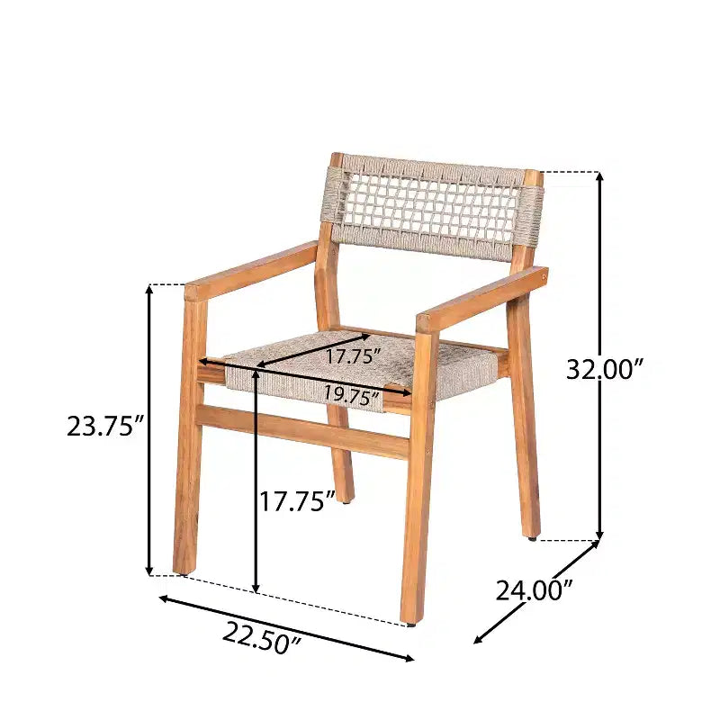 Christopher Knight Home Hamon Chaise de salle à manger d'extérieur en bois d'acacia tressé (Lot de 4)
