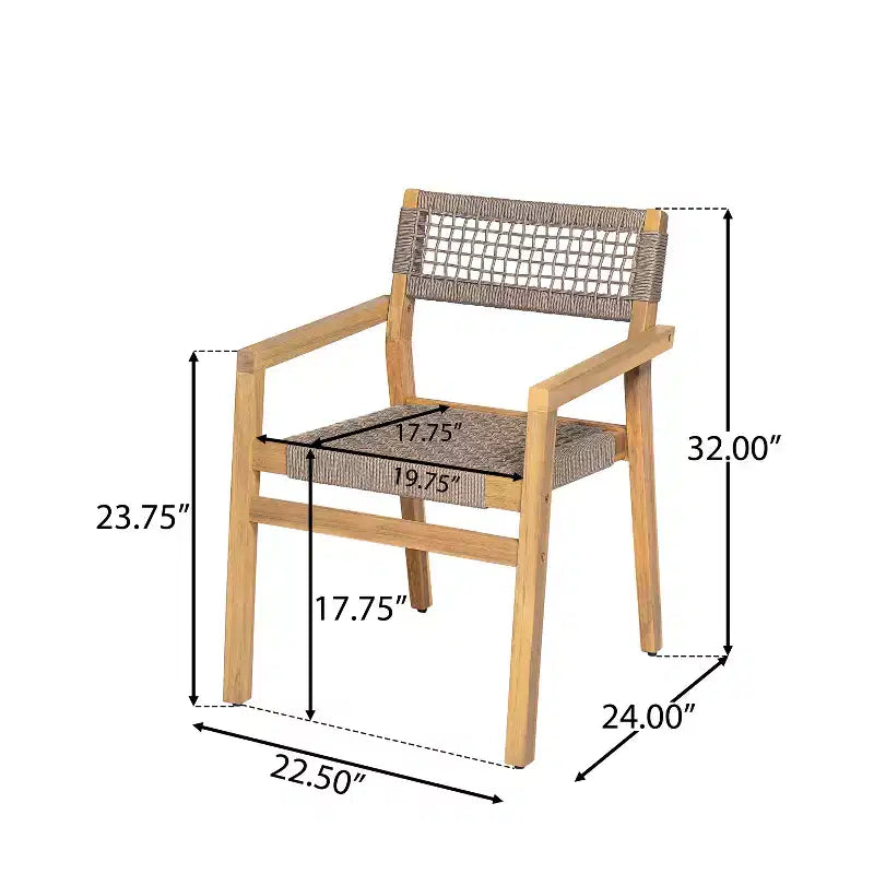 Christopher Knight Home Hamon Chaise de salle à manger d'extérieur en bois d'acacia tressé (Lot de 4)
