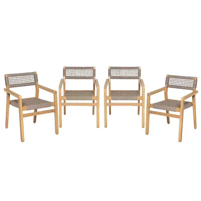 Christopher Knight Home Hamon Outdoor Rope Woven Acacia Wood Dining Chair (Set of 4)