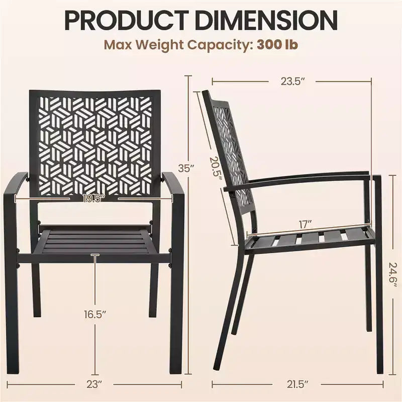 Yaheetech Lot de 2 chaises de salle à manger d'extérieur avec assise à lattes et dossier à motif géométrique creux