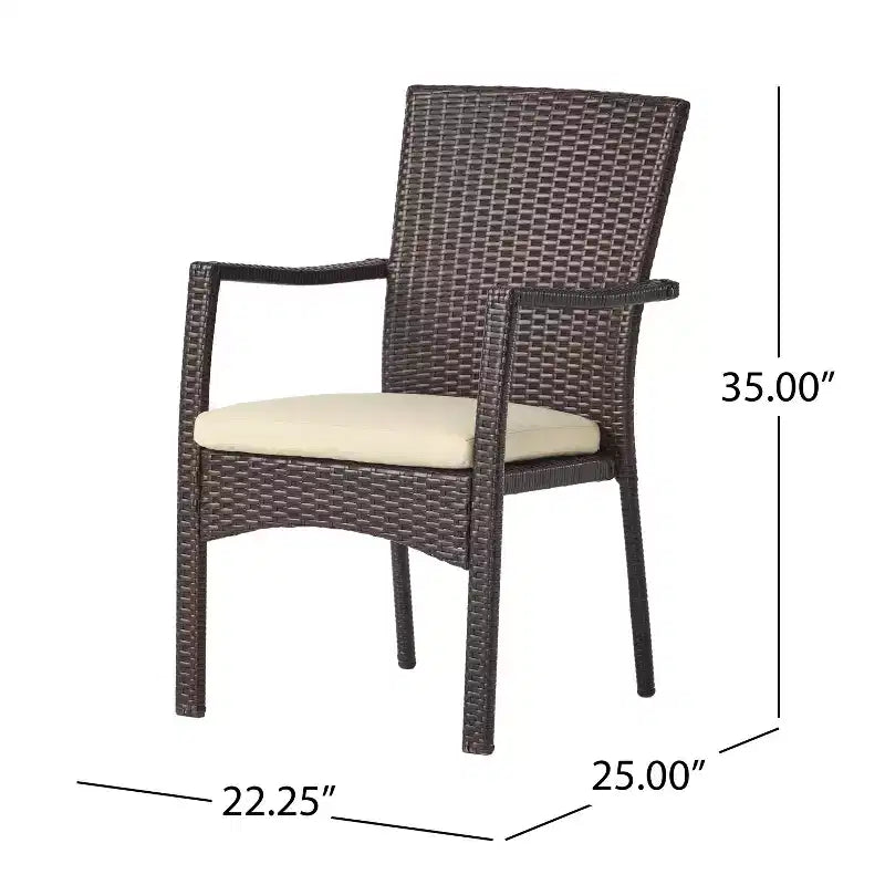 Christopher Knight Home Ruple Chaises de salle à manger d'extérieur en osier et fer avec coussins résistants à l'eau (Lot de 2)