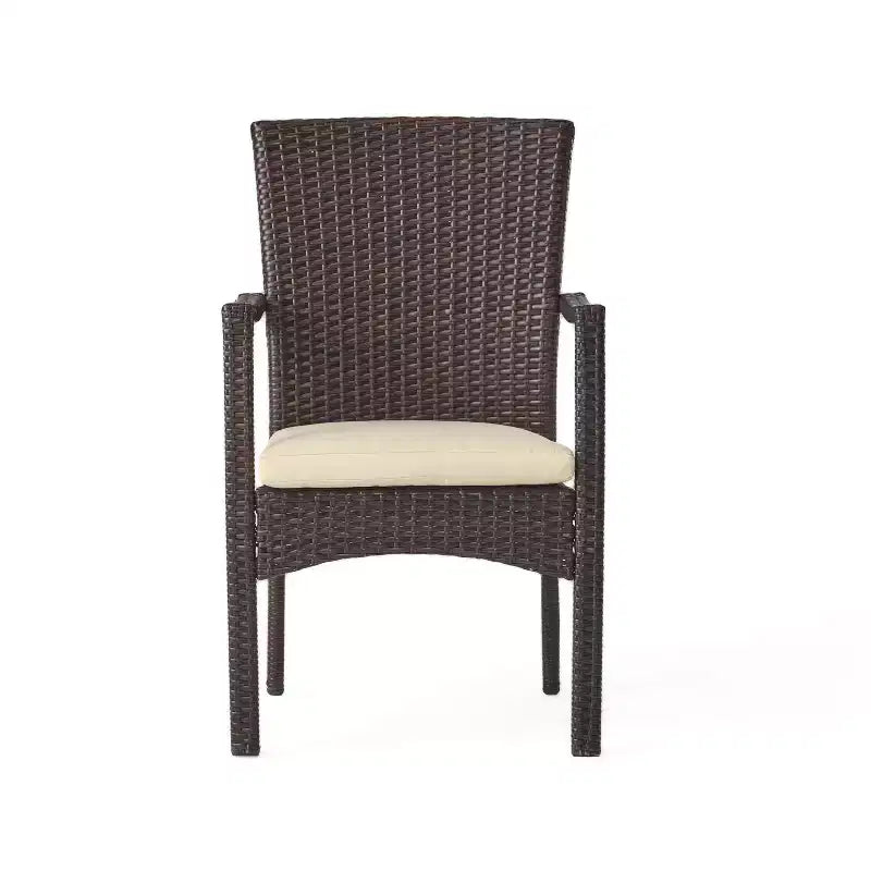 Christopher Knight Home Ruple Chaises de salle à manger d'extérieur en osier et fer avec coussins résistants à l'eau (Lot de 2)