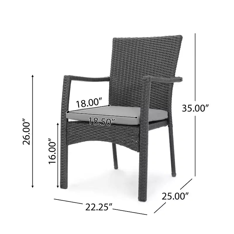 Christopher Knight Home Ruple Chaises de salle à manger d'extérieur en osier et fer avec coussins résistants à l'eau (Lot de 2)