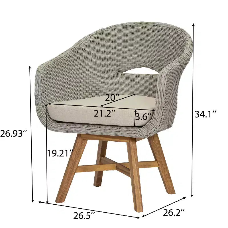 Christopher Knight Home Ione Chaise de salle à manger d'extérieur en aluminium, rotin et acacia avec coussin (lot de 2)