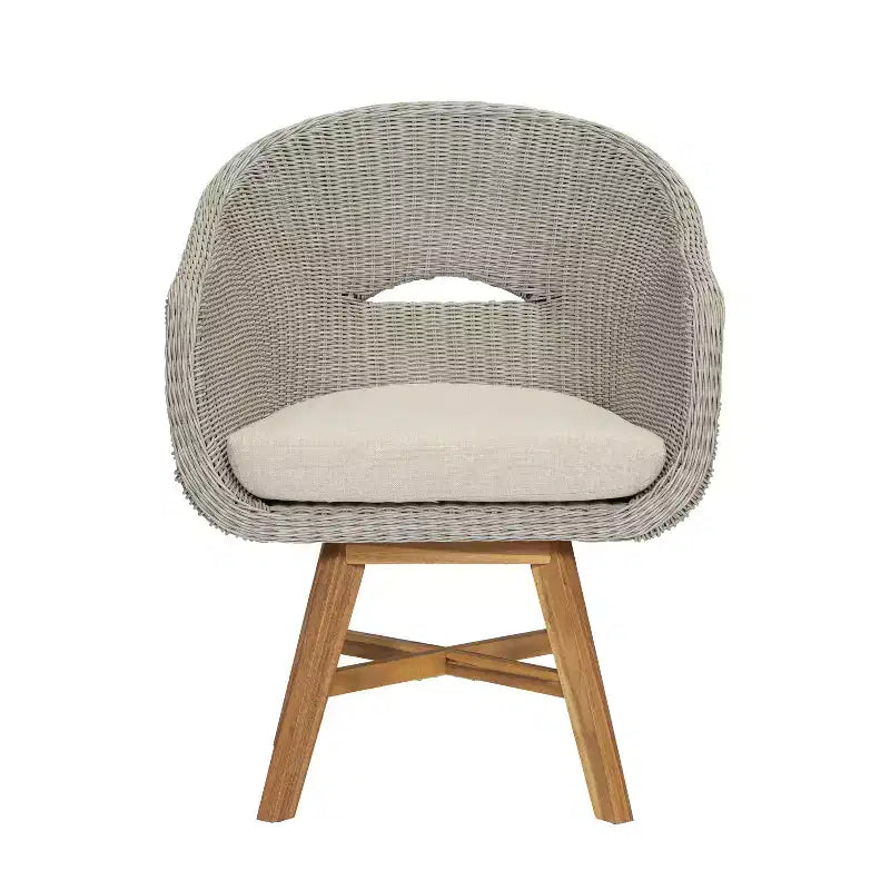 Christopher Knight Home Ione Chaise de salle à manger d'extérieur en aluminium, rotin et acacia avec coussin (lot de 2)