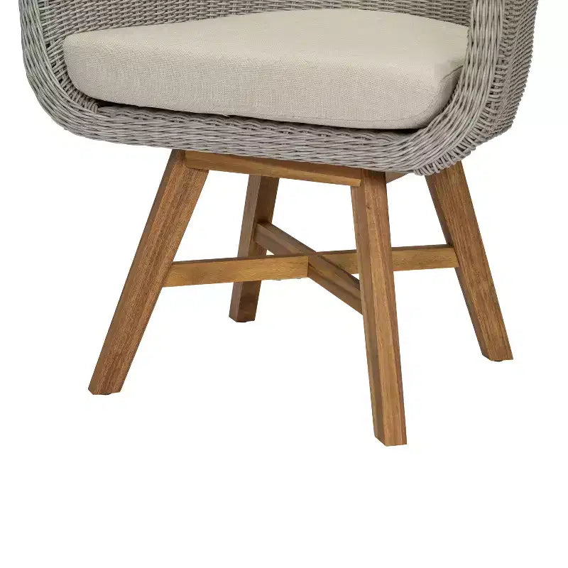 Christopher Knight Home Ione Chaise de salle à manger d'extérieur en aluminium, rotin et acacia avec coussin (lot de 2)