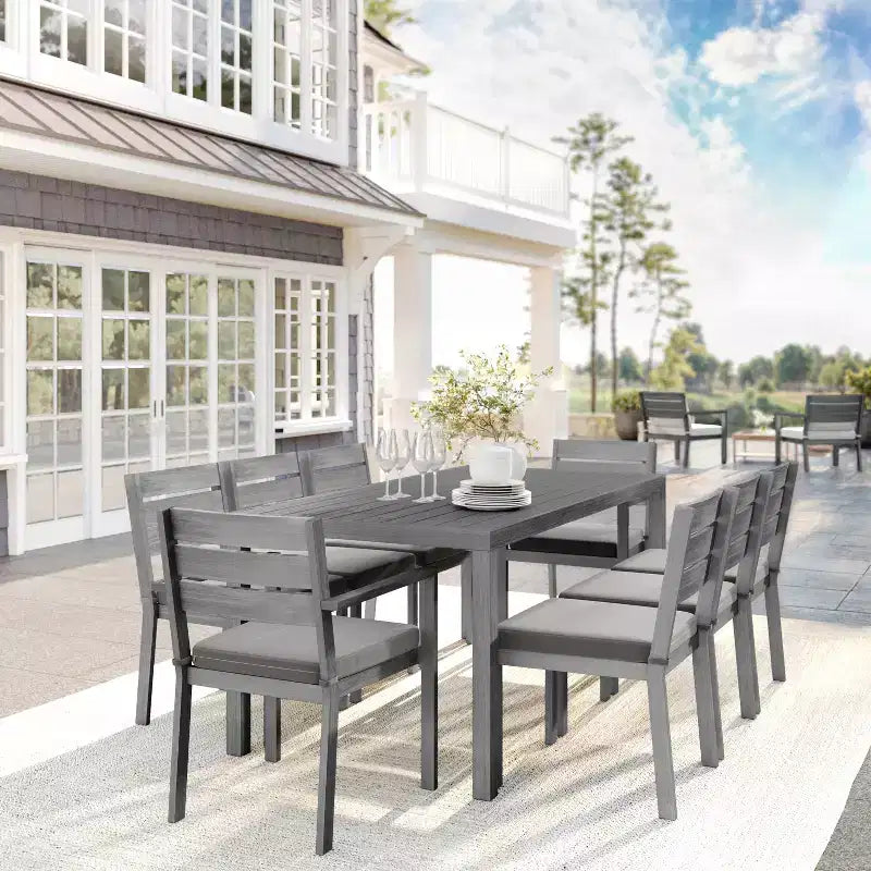 Martha Stewart Bedford, lot de 2 fauteuils de salle à manger empilables intérieurs/extérieurs avec finition en aluminium brossé à grain de bois et coussins d'assise toutes saisons