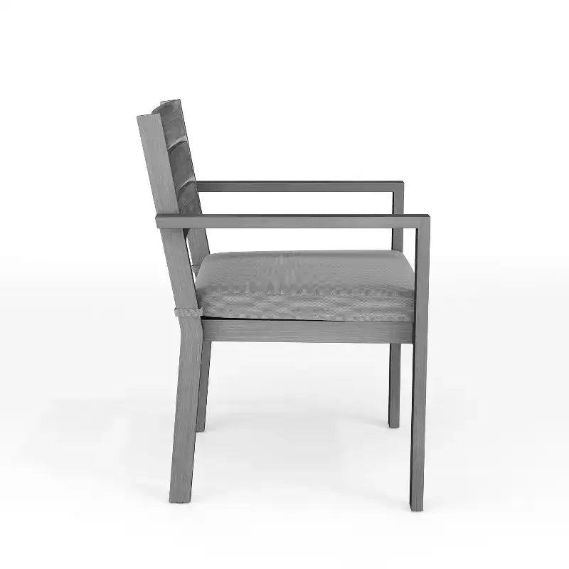 Martha Stewart Bedford, lot de 2 fauteuils de salle à manger empilables intérieurs/extérieurs avec finition en aluminium brossé à grain de bois et coussins d'assise toutes saisons