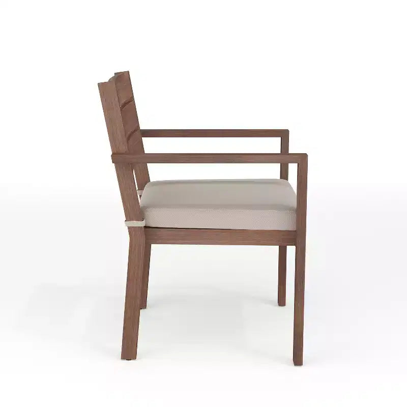 Martha Stewart Bedford, lot de 2 fauteuils de salle à manger empilables intérieurs/extérieurs avec finition en aluminium brossé à grain de bois et coussins d'assise toutes saisons