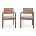 Martha Stewart Bedford, lot de 2 fauteuils de salle à manger empilables intérieurs/extérieurs avec finition en aluminium brossé à grain de bois et coussins d'assise toutes saisons