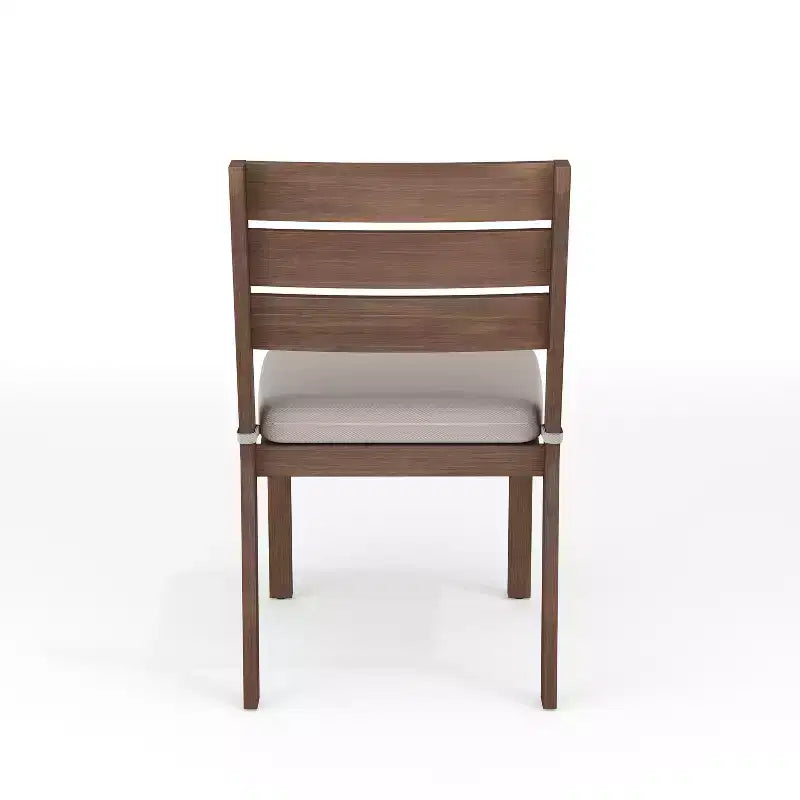 Chaise de salle à manger empilable Martha Stewart Bedford pour l'intérieur et l'extérieur avec finition en aluminium brossé effet bois et coussin d'assise toutes saisons