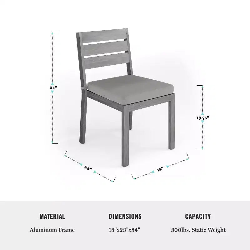 Chaise de salle à manger empilable Martha Stewart Bedford pour l'intérieur et l'extérieur avec finition en aluminium brossé effet bois et coussin d'assise toutes saisons