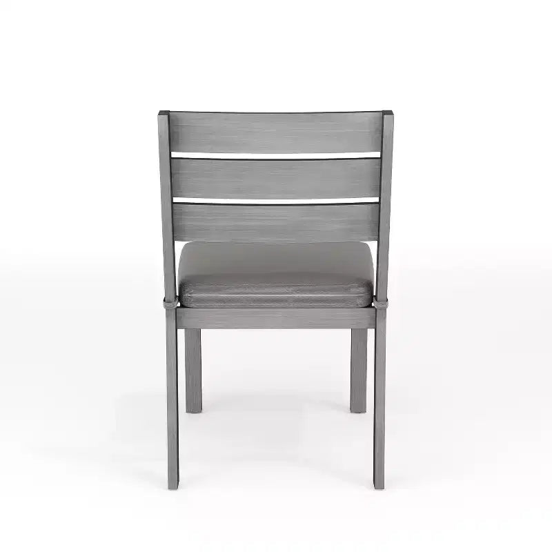 Chaise de salle à manger empilable Martha Stewart Bedford pour l'intérieur et l'extérieur avec finition en aluminium brossé effet bois et coussin d'assise toutes saisons