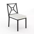 Martha Stewart Lily Pond Indoor-Outdoor Stackable Patio Side Dining Chair with Steel Frame in Black with Cream All-Weather Cushion