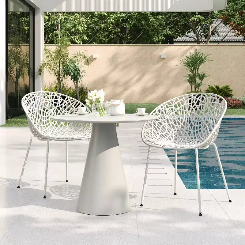 Christopher Knight Home Jaron Chaises de salle à manger modernes, minimalistes, en métal et polypropylène, pour l'extérieur (lot de 2)