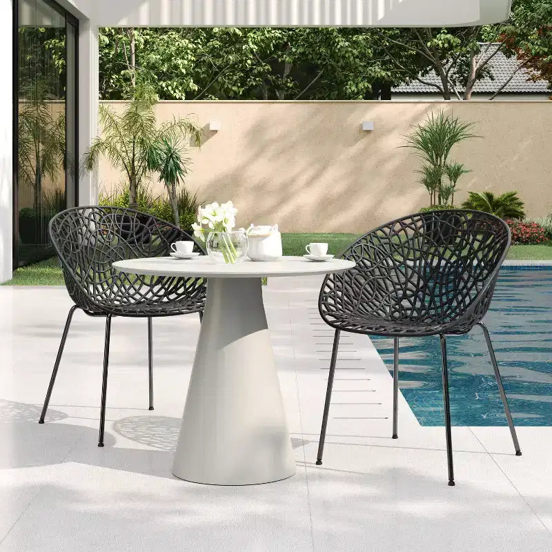 Christopher Knight Home Jaron Chaises de salle à manger modernes, minimalistes, en métal et polypropylène, pour l'extérieur (lot de 2)