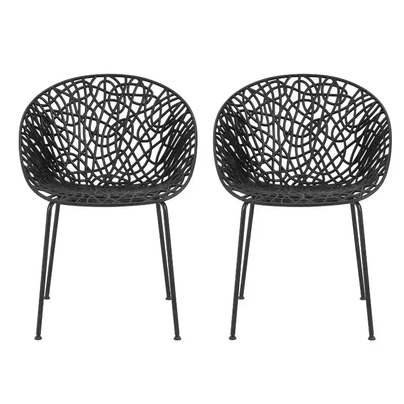 Christopher Knight Home Jaron Outdoor Modern Minimalistic Metal and Polypropylene Dining Chair (Set of 2)