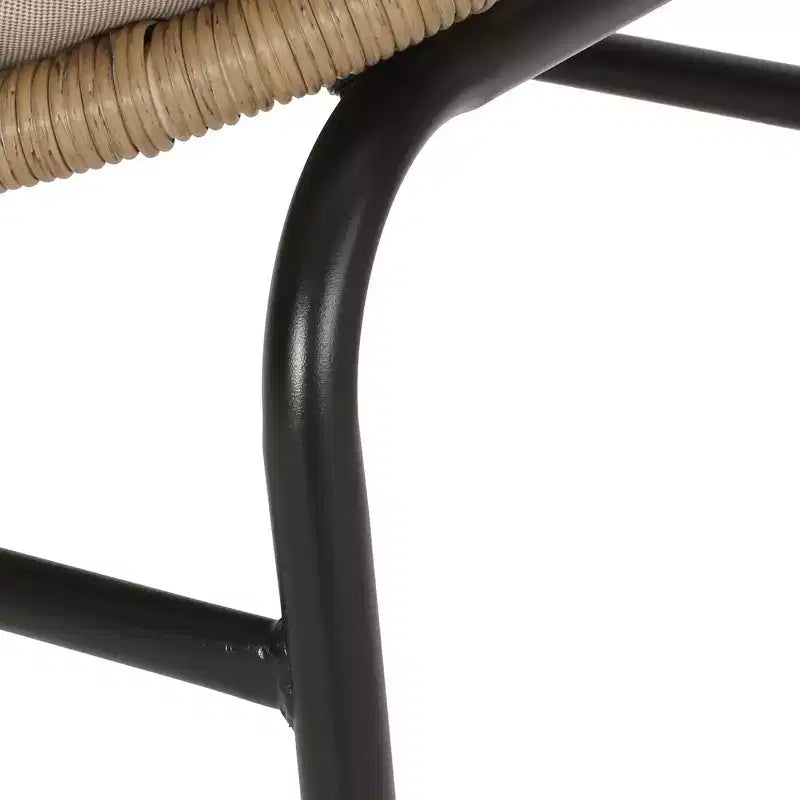 GDFStudio Dero chaises de salle à manger d'extérieur en osier et fer avec coussin (lot de 2), marron clair/beige
