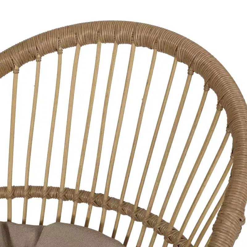 GDFStudio Dero chaises de salle à manger d'extérieur en osier et fer avec coussin (lot de 2), marron clair/beige