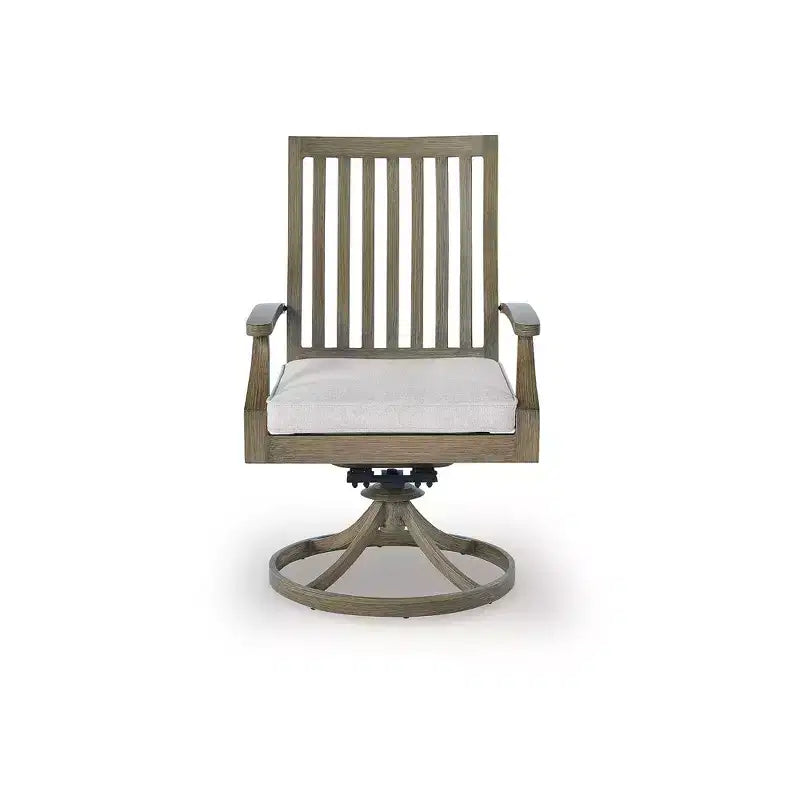 Fauteuils pivotants d'extérieur Rainier Ranch Signature Design by Ashley avec coussins tout temps, lot de 2, beiges