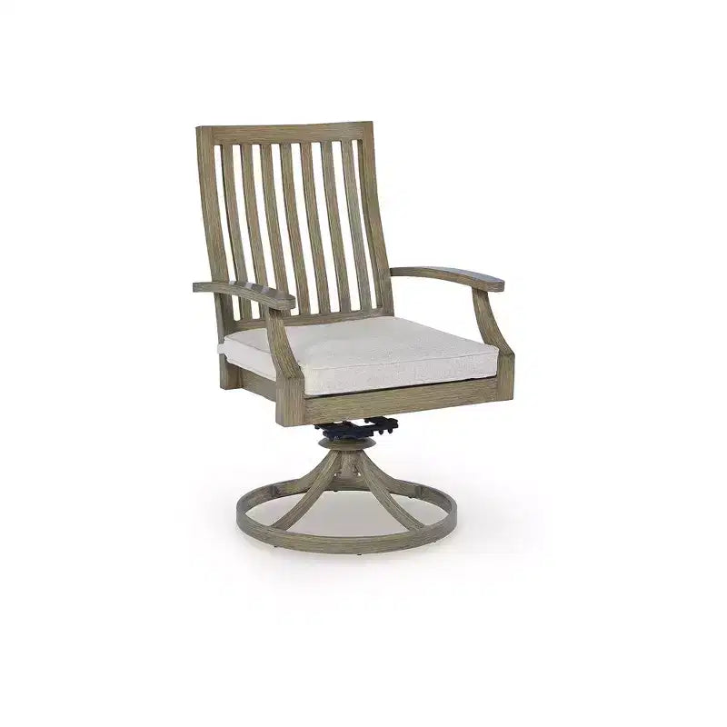 Fauteuils pivotants d'extérieur Rainier Ranch Signature Design by Ashley avec coussins tout temps, lot de 2, beiges