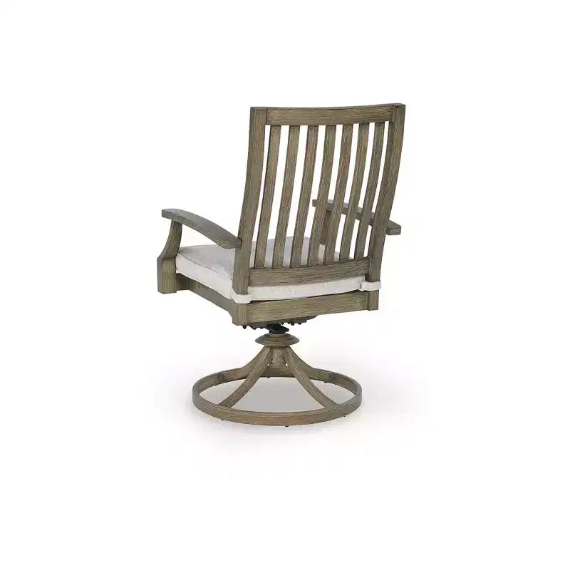 Fauteuils pivotants d'extérieur Rainier Ranch Signature Design by Ashley avec coussins tout temps, lot de 2, beiges