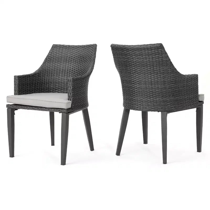 Chaises de salle à manger d'extérieur Christopher Knight Home Hillhurst en osier et fer avec coussins (lot de 2)
