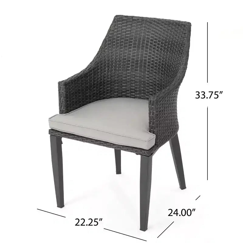 Chaises de salle à manger d'extérieur Christopher Knight Home Hillhurst en osier et fer avec coussins (lot de 2)