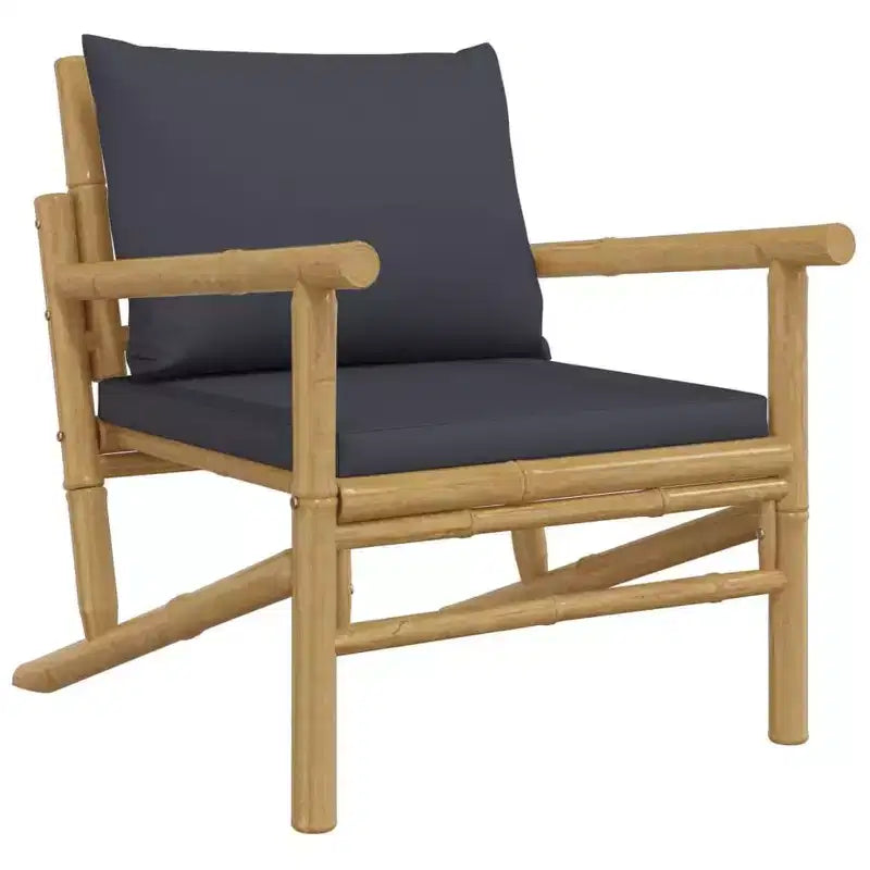 vidaXL Chaises de jardin 2 pcs avec coussins gris foncé Bambou
