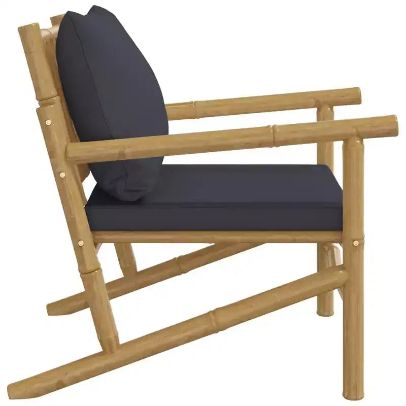 vidaXL Chaises de jardin 2 pcs avec coussins gris foncé Bambou