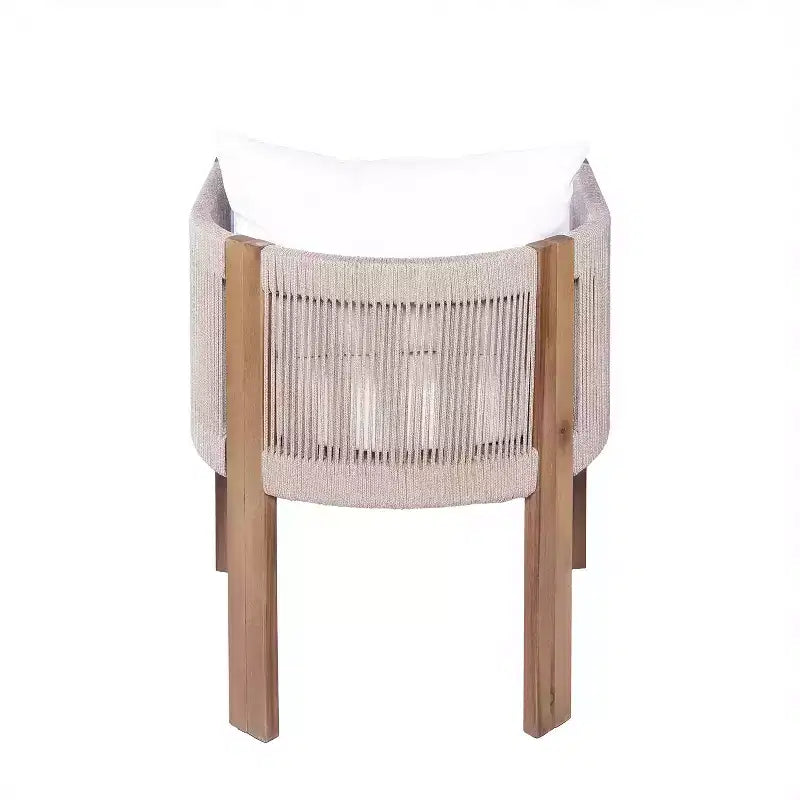 Christopher Knight Home Latoya Chaises de salle à manger modernes en acacia avec coussin et dossier en corde pour terrasse (lot de 2)