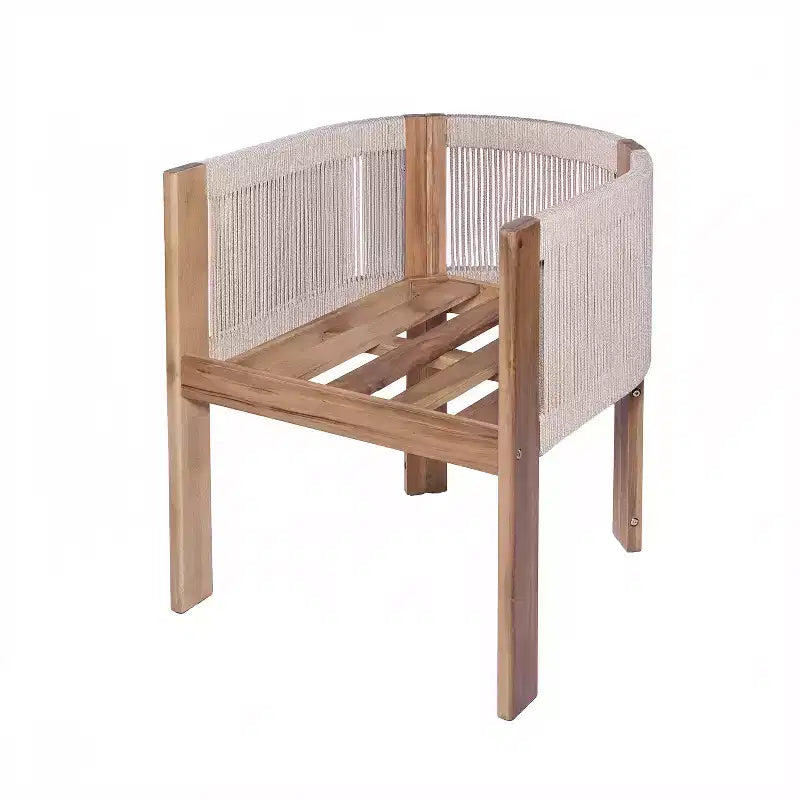 Christopher Knight Home Latoya Chaises de salle à manger modernes en acacia avec coussin et dossier en corde pour terrasse (lot de 2)