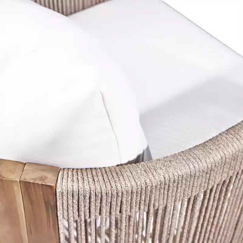 Christopher Knight Home Latoya Chaises de salle à manger modernes en acacia avec coussin et dossier en corde pour terrasse (lot de 2)