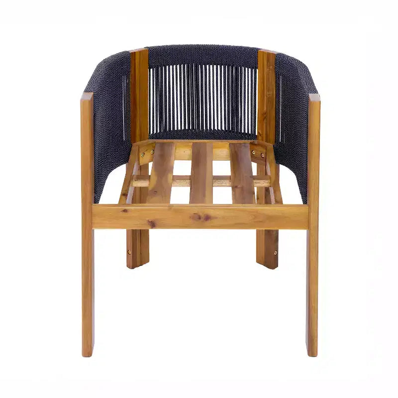 Christopher Knight Home Latoya Chaises de salle à manger modernes en acacia avec coussin et dossier en corde pour terrasse (lot de 2)