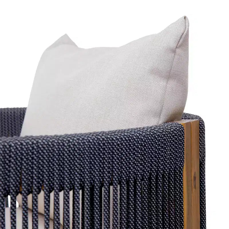 Christopher Knight Home Latoya Chaises de salle à manger modernes en acacia avec coussin et dossier en corde pour terrasse (lot de 2)