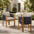 Christopher Knight Home Latoya Modern Patio Acacia Dining Chairs with Cushion and Rope Backrest (Set of 2)