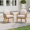 Christopher Knight Home Latoya Outdoor Acacia Wood Upholstered Dining Chair with Rope Accent (Set of 2)