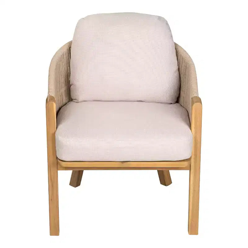 Christopher Knight Home Latoya Chaise de salle à manger d'extérieur en bois d'acacia rembourrée avec accent en corde (Lot de 2)