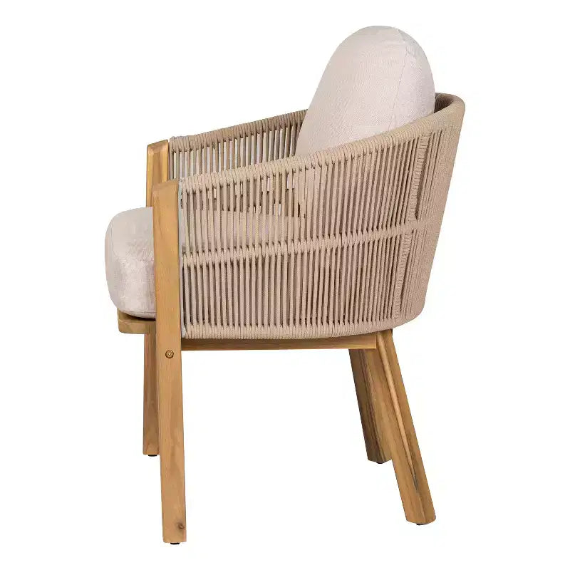 Christopher Knight Home Latoya Chaise de salle à manger d'extérieur en bois d'acacia rembourrée avec accent en corde (Lot de 2)